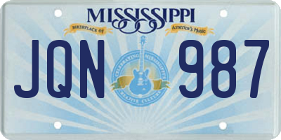 MS license plate JQN987