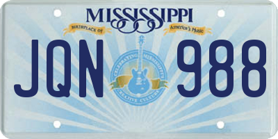 MS license plate JQN988