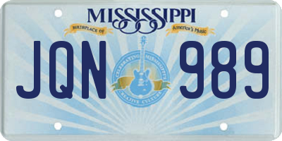 MS license plate JQN989