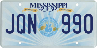 MS license plate JQN990