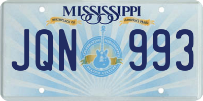 MS license plate JQN993