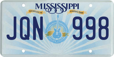 MS license plate JQN998