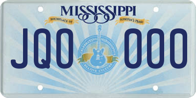 MS license plate JQO000