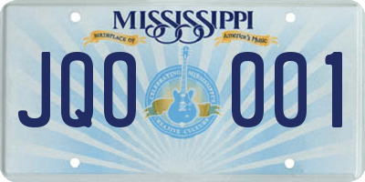 MS license plate JQO001