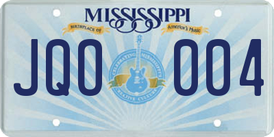 MS license plate JQO004