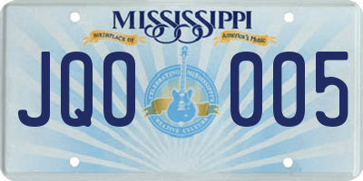 MS license plate JQO005