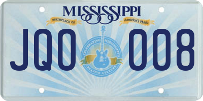 MS license plate JQO008