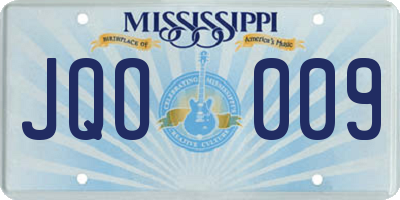 MS license plate JQO009