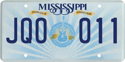 MS license plate JQO011