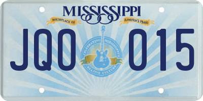 MS license plate JQO015