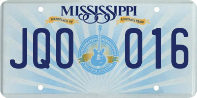 MS license plate JQO016