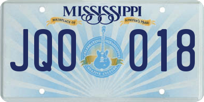 MS license plate JQO018