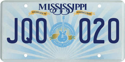 MS license plate JQO020