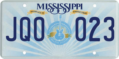 MS license plate JQO023