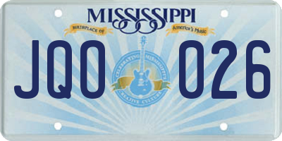 MS license plate JQO026