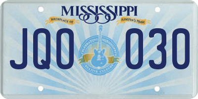 MS license plate JQO030