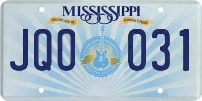 MS license plate JQO031