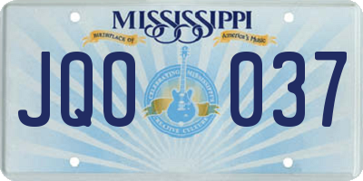 MS license plate JQO037