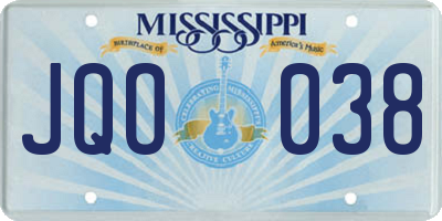MS license plate JQO038