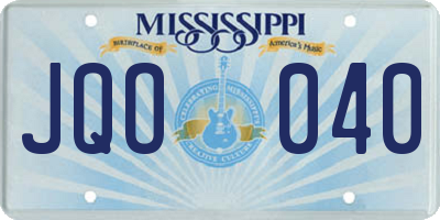 MS license plate JQO040