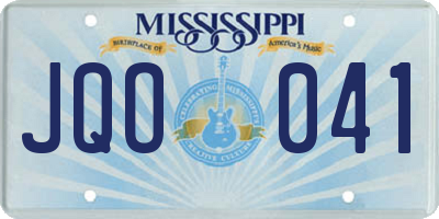 MS license plate JQO041