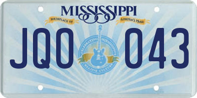 MS license plate JQO043