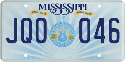 MS license plate JQO046