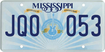 MS license plate JQO053