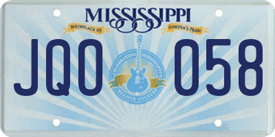 MS license plate JQO058
