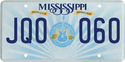 MS license plate JQO060