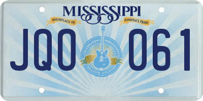 MS license plate JQO061