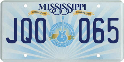 MS license plate JQO065