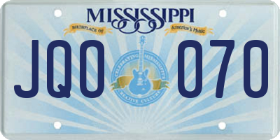 MS license plate JQO070