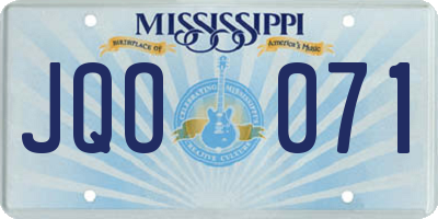 MS license plate JQO071