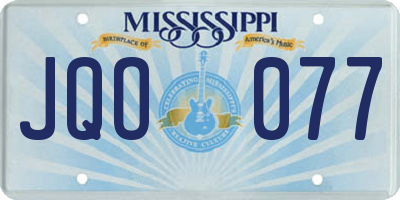 MS license plate JQO077