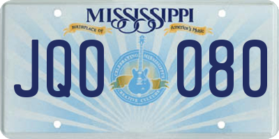 MS license plate JQO080