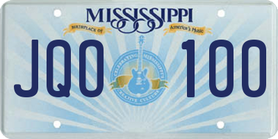 MS license plate JQO100