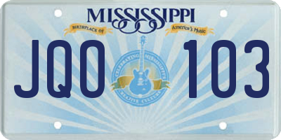 MS license plate JQO103