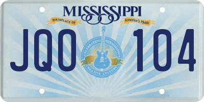MS license plate JQO104