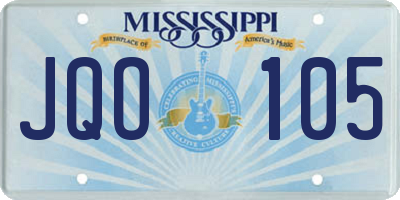 MS license plate JQO105