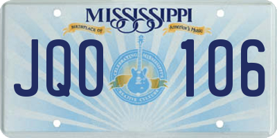 MS license plate JQO106