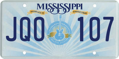 MS license plate JQO107
