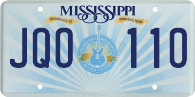 MS license plate JQO110