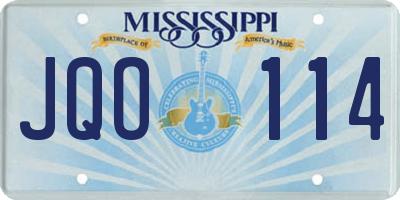 MS license plate JQO114