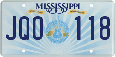 MS license plate JQO118