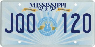 MS license plate JQO120