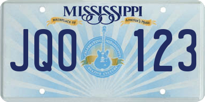 MS license plate JQO123