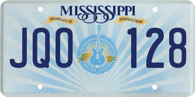 MS license plate JQO128