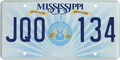 MS license plate JQO134
