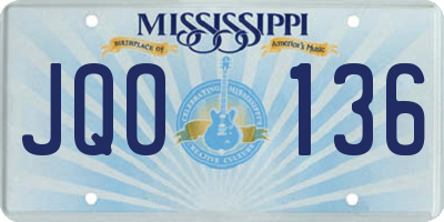 MS license plate JQO136